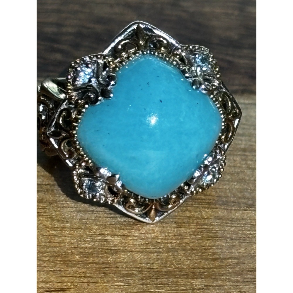 Women's Vintage Sterling Silver Large Turquoise Ring Size 6